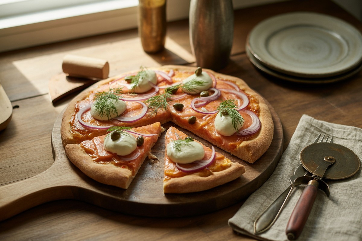 Recette de pizza au saumon fumé et crème fraîche : simple et gourmande en 25 min